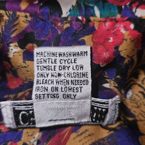 Vintage Christie &Jill Floral Abstract Print Long Sleeve Button-up Blouse Size 6 - Picture 8 of 13